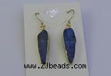 NGE5158 8*25mm flat teardrop blue kyanite earrings wholesale