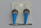 NGE5166 10*30mm faceted cone white howlite turquoise earrings