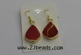 NGE5170 15*20mm flat teardrop mookaite gemstone earrings