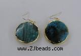 NGE58 30mm flat round agate gemstone earrings wholesale