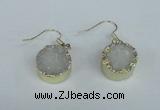 NGE68 15mm coin druzy agate gemstone earrings wholesale