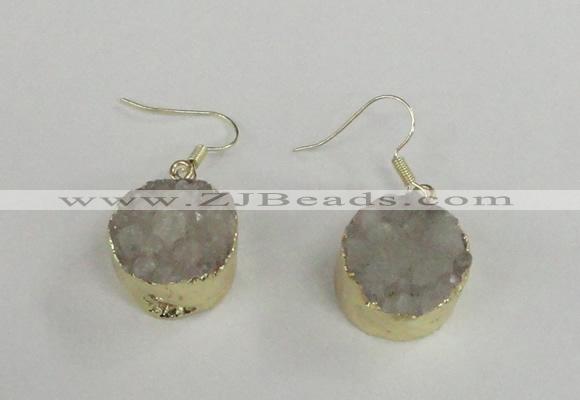 NGE70 18mm coin druzy agate gemstone earrings wholesale