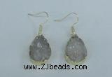 NGE73 13*18mm teardrop druzy agate gemstone earrings wholesale