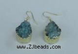 NGE74 13*18mm teardrop druzy agate gemstone earrings wholesale