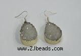 NGE76 20*30mm teardrop druzy agate gemstone earrings wholesale