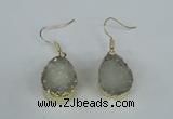 NGE85 15*20mm teardrop druzy agate gemstone earrings wholesale