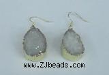 NGE90 18*25mm teardrop druzy agate gemstone earrings wholesale