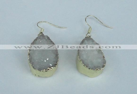 NGE90 18*25mm teardrop druzy agate gemstone earrings wholesale