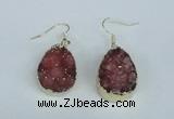 NGE91 18*25mm teardrop druzy agate gemstone earrings wholesale