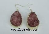 NGE96 20*30mm teardrop druzy agate gemstone earrings wholesale