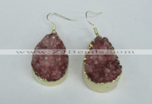 NGE96 20*30mm teardrop druzy agate gemstone earrings wholesale