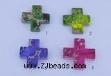 NGP01 5PCS 35*35mm cross dyed imperial jasper pendants wholesale