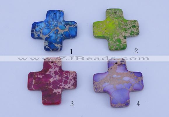 NGP02 5PCS 45*45mm cross dyed imperial jasper pendants wholesale