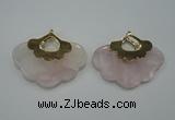 NGP1076 8*40*50mm rose quartz pendants with brass setting