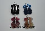 NGP1082 30*40mm agate gemstone pendants with brass setting