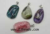 NGP1099 25*30 - 30*45mm freeform druzy agate pendants with brass setting