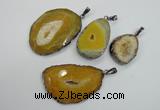 NGP1105 30*40 - 40*55mm freeform druzy agate pendants with brass setting