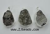 NGP1125 25*40 - 35*45mm freeform druzy agate pendants with brass setting