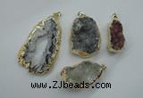 NGP1126 25*30 - 40*50mm freeform druzy agate pendants with brass setting