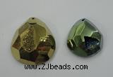 NGP1132 40*45 - 50*55mm faceted teardrop plated druzy agate pendants