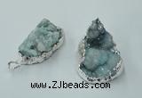 NGP1136 25*35mm - 40*45mm freeform druzy agate pendants with brass setting