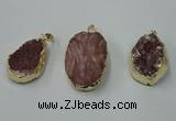 NGP1141 25*35mm - 40*45mm freeform druzy agate pendants with brass setting