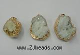 NGP1142 25*35mm - 40*45mm freeform druzy agate pendants with brass setting