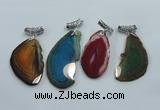 NGP1230 35*65mm - 45*70mm freeform agate pendants with brass setting