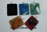 NGP1280 43*52mm rectangle agate pendants with brass setting