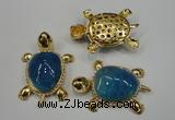 NGP1307 43*60mm tortoise agate pendants with crystal pave alloy settings