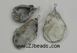 NGP1314 30*40mm - 40*60mm freeform agate pendants with brass setting