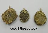 NGP1321 30*40mm - 45*60mm freeform agate pendants with brass setting