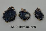 NGP1322 30*40mm - 45*60mm freeform agate pendants with brass setting