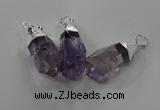 NGP1353 15*30mm - 18*40mm faceted nuggets amethyst pendants