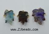 NGP1367 30*40mm - 35*45mm leaf agate pendants with brass setting