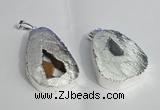 NGP1385 35*40mm - 40*50mm freeform plated druzy agate pendants