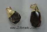 NGP1391 15*25mm - 20*35mm faceted nuggets smoky quartz pendants