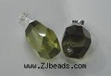 NGP1392 15*20mm - 15*30mm faceted nuggets lemon quartz pendants