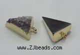 NGP1401 30*35mm - 35*40mm triangle druzy amethyst pendants wholesale