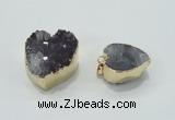 NGP1404 20*25mm - 25*30mm heart druzy amethyst pendants wholesale