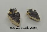 NGP1405 15*25mm - 20*35mm arrowhead druzy amethyst pendants wholesale