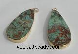 NGP1414 30*50mm - 35*55mm flat teaerdrop ocean agate pendants