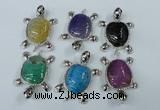 NGP1436 43*60mm tortoise agate pendants with crystal pave alloy settings