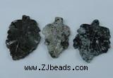 NGP1439 35*50mm - 45*60mm carved leaf moss agate pendants wholesale