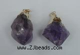 NGP1465 25*45mm - 28*50mm nuggets amethyst gemstone pendants