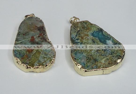 NGP1471 30*40mm - 40*50mm freeform chrysocolla gemstone pendants