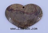 NGP148 2pcs 35*50mm heart fashion picasso jasper gemstone pendants