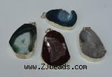 NGP1494 30*45mm - 40*50mm freeform plated druzy agate pendants