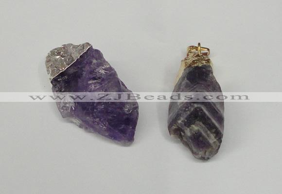 NGP1504 20*30mm - 25*50mm nuggets amethyst gemstone pendants