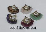 NGP1508 8*25*28mm mixed gemstone with brass setting pendants